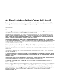 Are There Limits to an Arbitrator`s Award of Interest