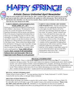 Artistic Dance Unlimited April Newsletter