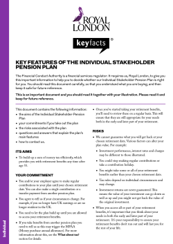 Stakeholder Pension Plan Key Features