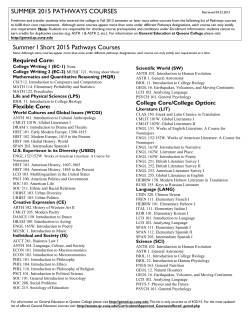 Summer 2015 Pathways Courses