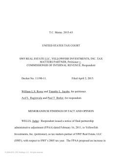 T.C. Memo. 2015-63 UNITED STATES TAX COURT SWF REAL