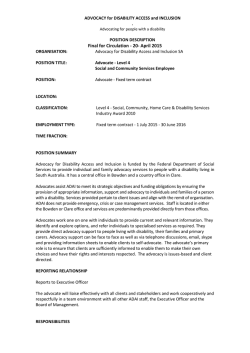Advocate - Advocacy for Disability Access and Inclusion Inc.