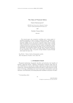 The Value of Financial Advice - Annals of Economics and Finance