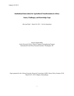 Institutional Innovations for Agricultural Transformation in