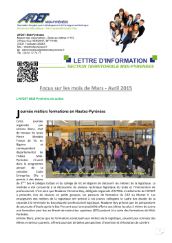 Newsletter Mars-Avril 2015 - Afdet Midi