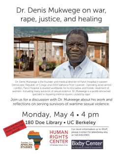 Dr. Denis Mukwege on war, rape, justice, and healing Monday, May