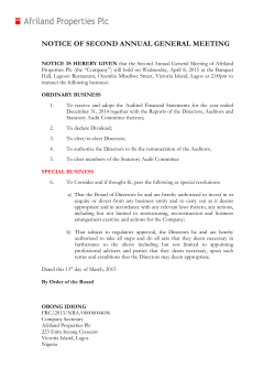 2015 Notice of AGM - Afriland Properties Plc