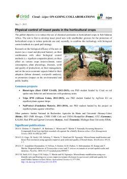 Cirad - icipe: ON-GOING COLLABORATIONS Physical control of