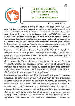 Le PETIT JOURNAL de l`AF des Syndromes Costello & Cardio