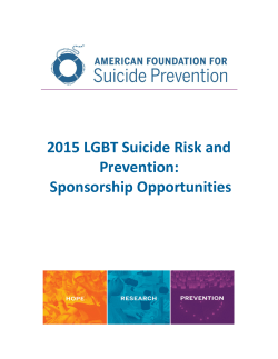 2015 LGBT Suicide Risk and Prevention: Sponsorship Opportunities