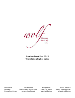 Wolf Lit. catalogue - Agence littÃ©raire Eliane Benisti