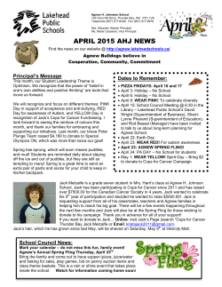 APRIL 2015 AHJ NEWS - Agnew H. Johnston Public School