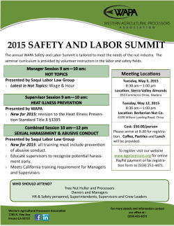 2015 SAFETY AND LABOR SUMMIT - WAPA | Western Agricultural