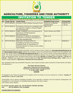 INVITATION TO TENDER - Agriculture, Fisheries and Food Authority