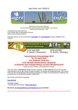 Agri-Infos vom 16/04/15 Internationale GrÃ¼nlandtage 2015 18.
