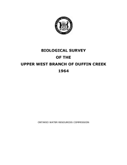 Biological Survey of the Upper West Branch of Duffin Creek, 1964