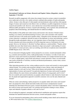 Call for Papers International Conference on Science, Research