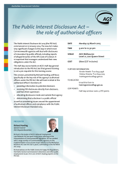 The Public Interest Disclosure Act â the role of authorised officers