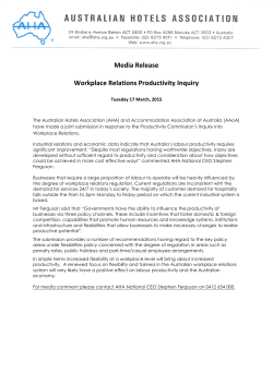 Media Release Workplace Relations Productivity Inquiry