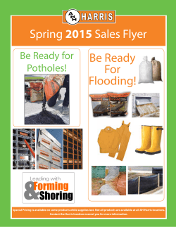 Spring 2015 Sales Flyer Be Ready For Flooding!