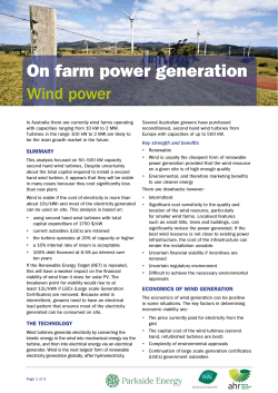 On farm power generation Fact Sheet: Wind power