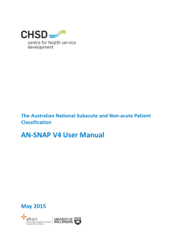 AN-SNAP V4 User Manual - Australian Health Services Research