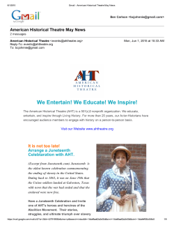 Read our May Newsletter! - American Historical Theatre