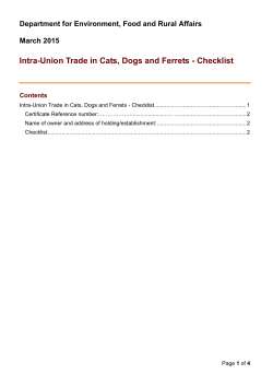 Intra-Union Trade in Cats, Dogs and Ferrets
