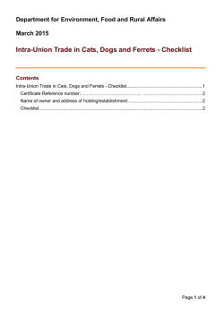 Intra-Union Trade in Cats, Dogs and Ferrets