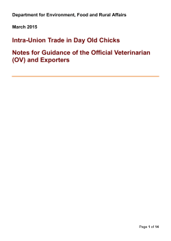 Intra-Union Trade in Day Old Chicks Notes for Guidance of