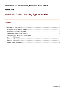 Intra-Union Trade in Hatching Eggs