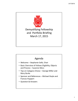Demystifying Fellowship and Portfolio Briefing March 17, 2015 Agenda