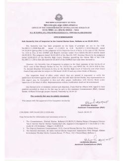 Seniority List of Inspector in the Central Excise Zone, Kolkata as on