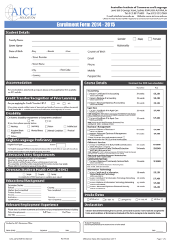 Enrolment Form 2014 - 2015