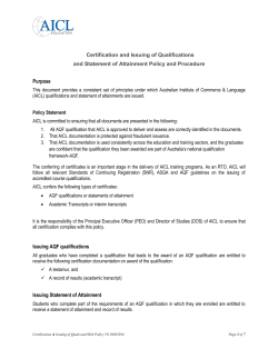 Certification and Issuing of Qualifications and Statement of