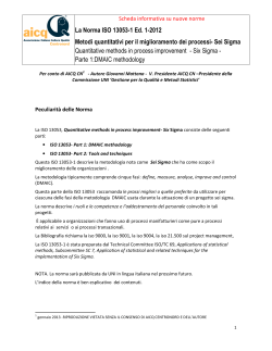 La Norma ISO 13053-1 Ed. 1-2012 Metodi quantitativi