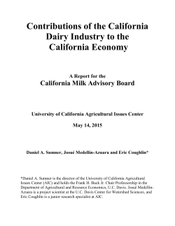 Contributions of the California Dairy Industry to the California Economy
