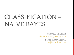 CLASSIFICATION â NAIVE BAYES