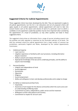 Suggested Criteria For Judicial Appointments