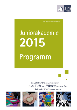 Programm der Juniorakademie (2015)