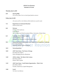 AIM 20 Year Reunion Schedule of Events