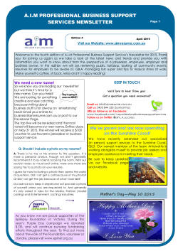 Newsletter - April 2015 - AIM Professional Business Support Services