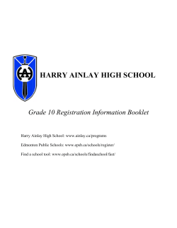 Grade 10 Registration Information Booklet