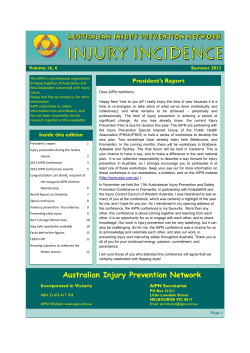 AIPN Newsletter Summer 2014 - Australian Injury Prevention Network
