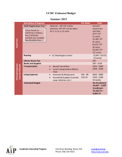 UCDC Estimated Budget - Academic Internship Program