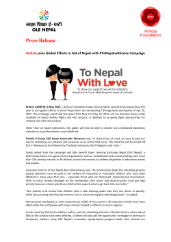 AirAsia joins Global Efforts in Aid of Nepal with