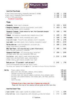 Mangrove Jacks pizza menu