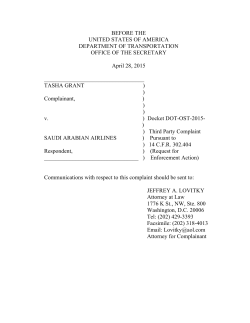 tasha complaint - Daily Airline Filings
