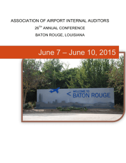 June 7 â June 10, 2015 - Association of Airport Internal Auditors