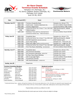 Air Race Classic Terminus Events Schedule